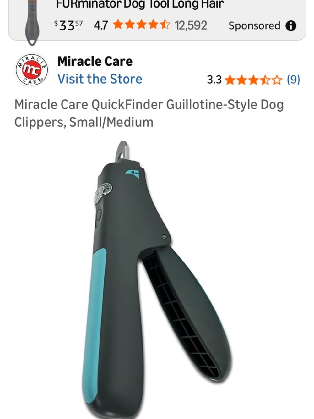 Miracle Dog Guillotine-Style Clippers in Teal and Black